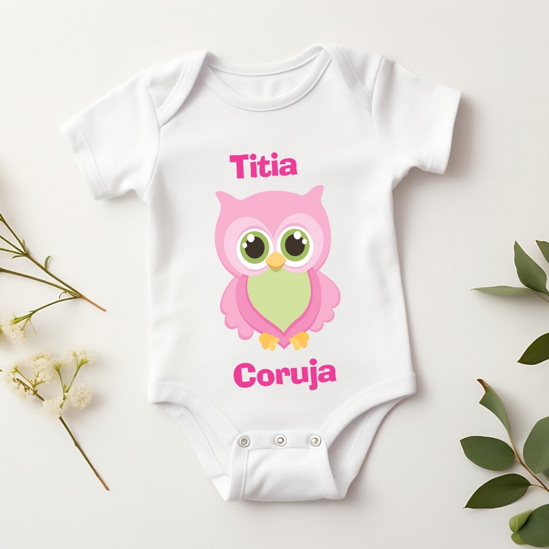 Body Personalizado Bebê Titia Coruja